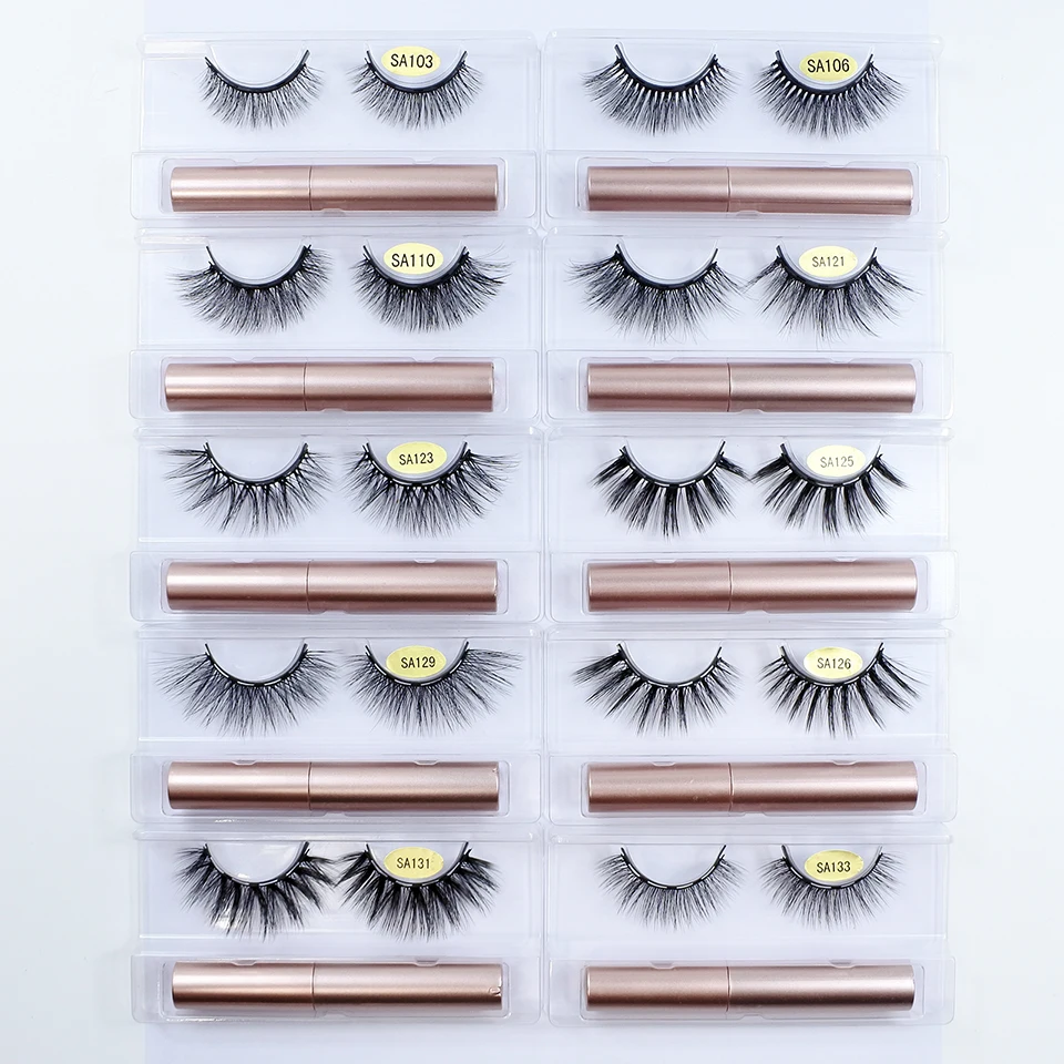 Magnetic Eyelashes With Eyeliner Kit 1Pair / Pack Reusable 3d Faux Mink Lashes No Glue magnetic lashes fake eyelashes