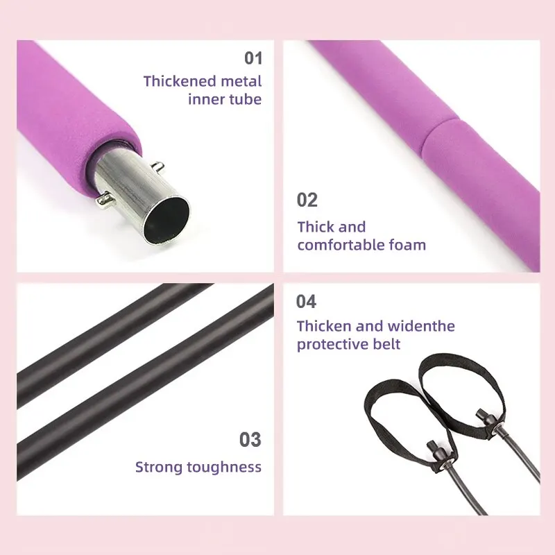Pilates Bar Kit with Resistance Band-Full Body Workout Shaping at Home Gym with Yoga Bar and Pilates Band for Women and Men fitness resistance band,fitness accessories