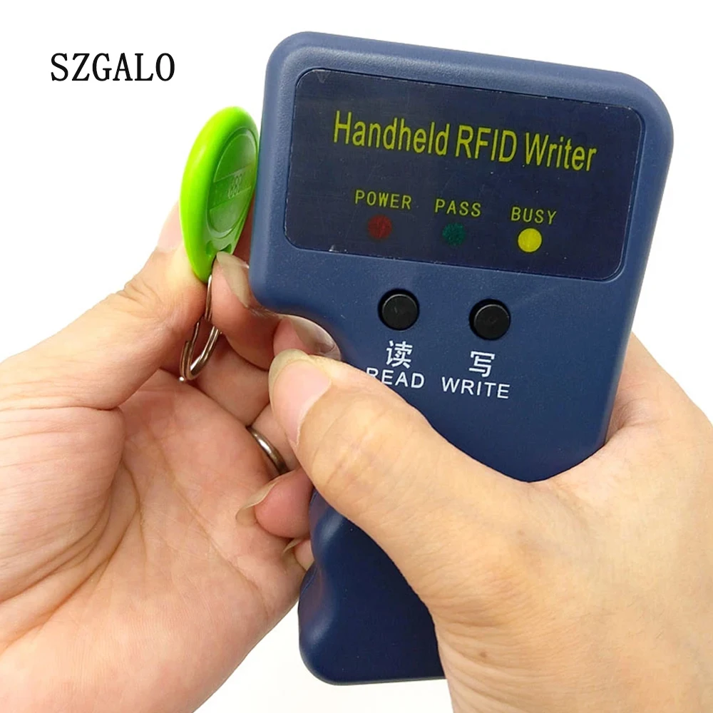 

Handheld 125KHz Read EM4100 TK4100 RFID Copier Writer Duplicator Programmer Reader EM4305 T5577 Rewritable ID Keyfobs Tags cards