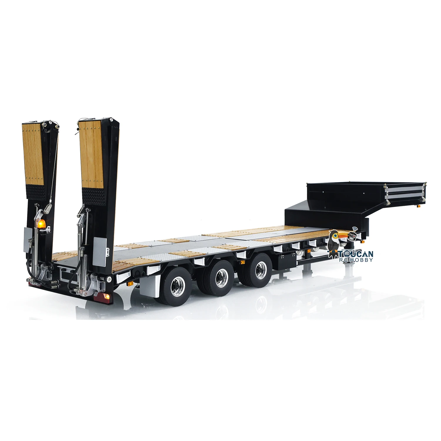 1/14 LESU RC Metal Trailer Model Hydraulic System Electronic Lifting Light System ESC for Tractor Truck Trailers RC Toy THZH1715 2
