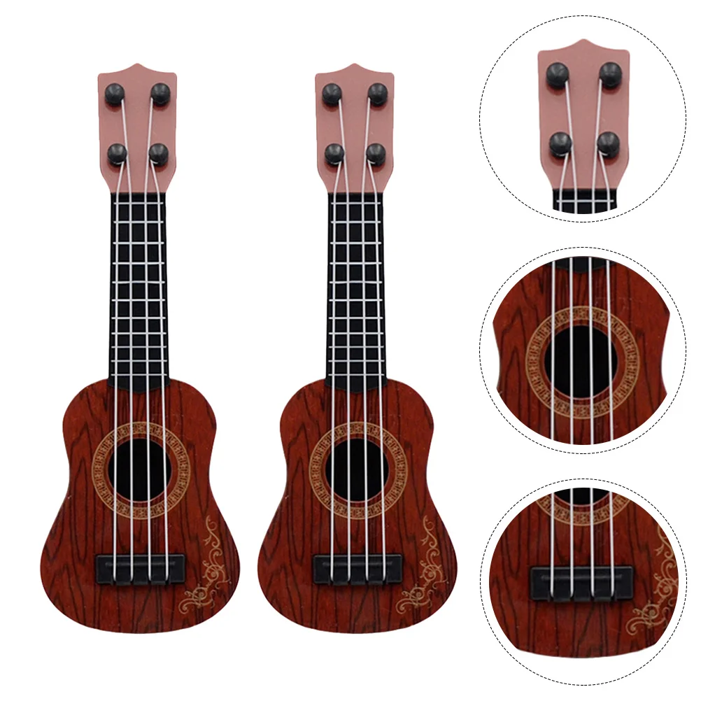 

2 Pcs Mini Ukulele Childrens Toys Boys Kid Plaything Kids Plastic Guitar Model Educational Instrument Small