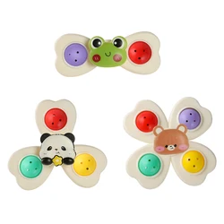 Compact and Portable Rotating Suction Wheel Toy - Fun and Smooth Surface Playset, Set of 3 (Panda)