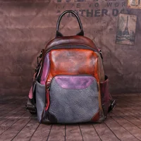 Summer Patchwork Women Backpacks Pu Leather Chinese Style Backpacks Ladies Vintage Luxury Backpack Bags Designer 2024 New 2