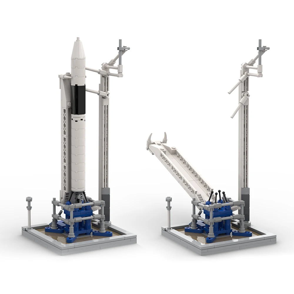 Moc Space Spacex Falcon 1 E Launch Pad Building Blocks Set Universe Rocket Satellite Artificiale Saturn V Scale Toy Gift