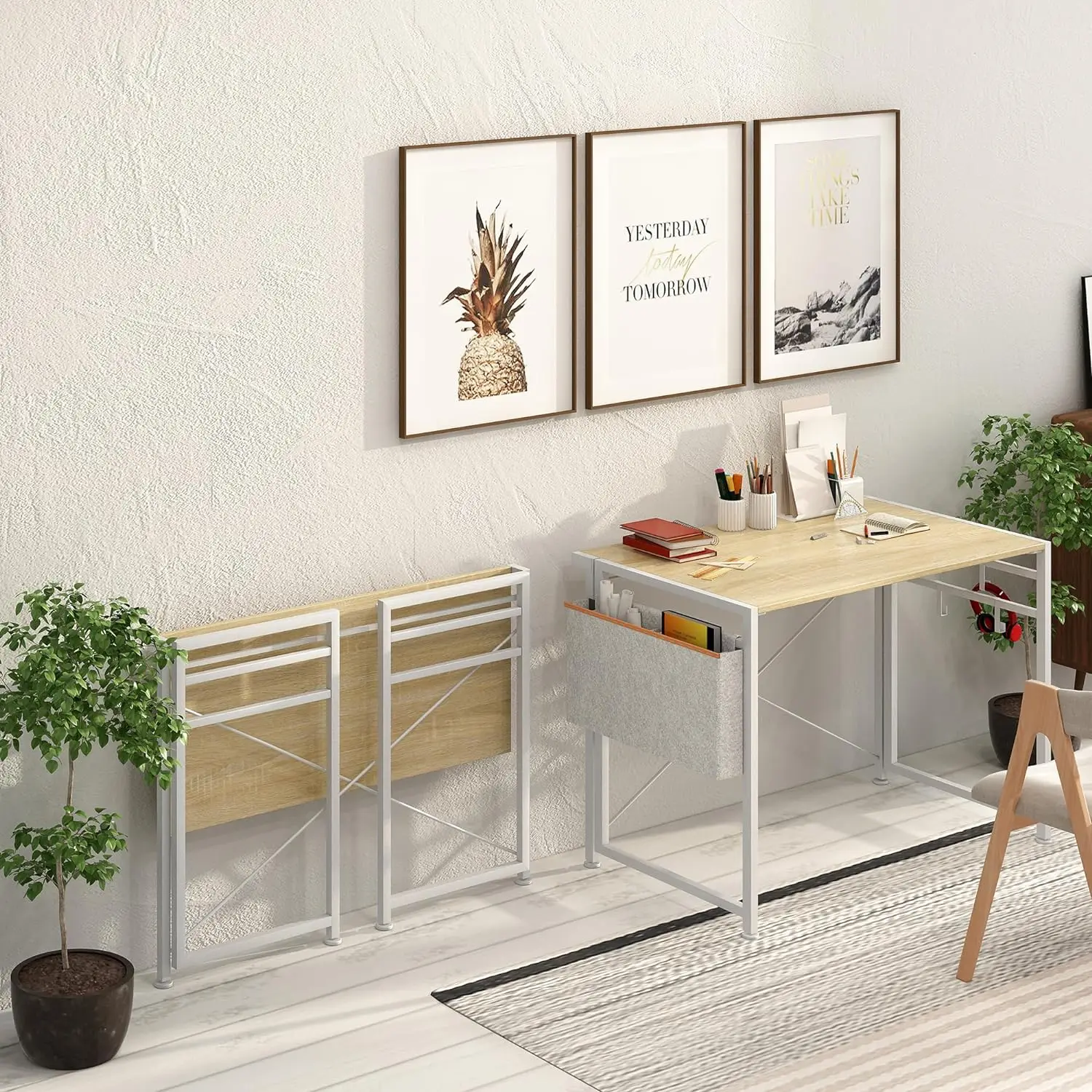 

33.5" Small Folding Desk with Storage Bag, Computer PC Desk Home Office Desk Study Writing Table for Small Space Offices