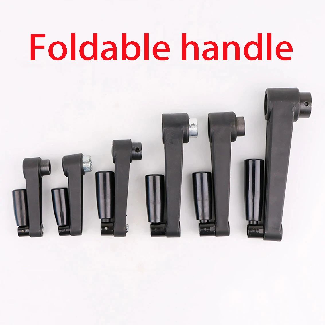 Black Turning And Milling Dual-purpose Circular/square Hole Installation Non Foldable Crank Rotating Handle Length 63-160mm 1PCS mounting crank handles