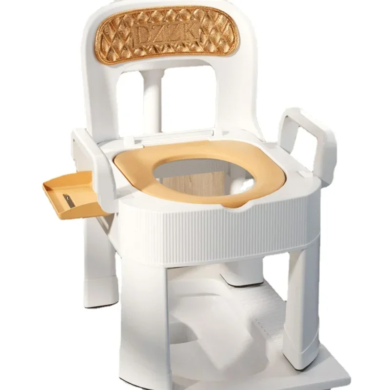 Height Adjustable Portable Elderly Toilet: Anti-Rollover Commode Chair, Non-Slip Leather Backrest for Maternity Squat Seat 6