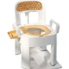 Height Adjustable Portable Elderly Toilet: Anti-Rollover Commode Chair, Non-Slip Leather Backrest for Maternity Squat Seat 6