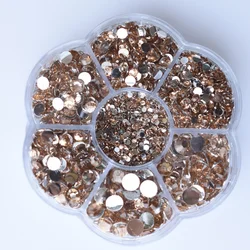 Premium Resin Round Flatback Rhinestones - 5000pcs Crystal Gems for Jewelry and 3D Decorative Crafts (Champange Gold)