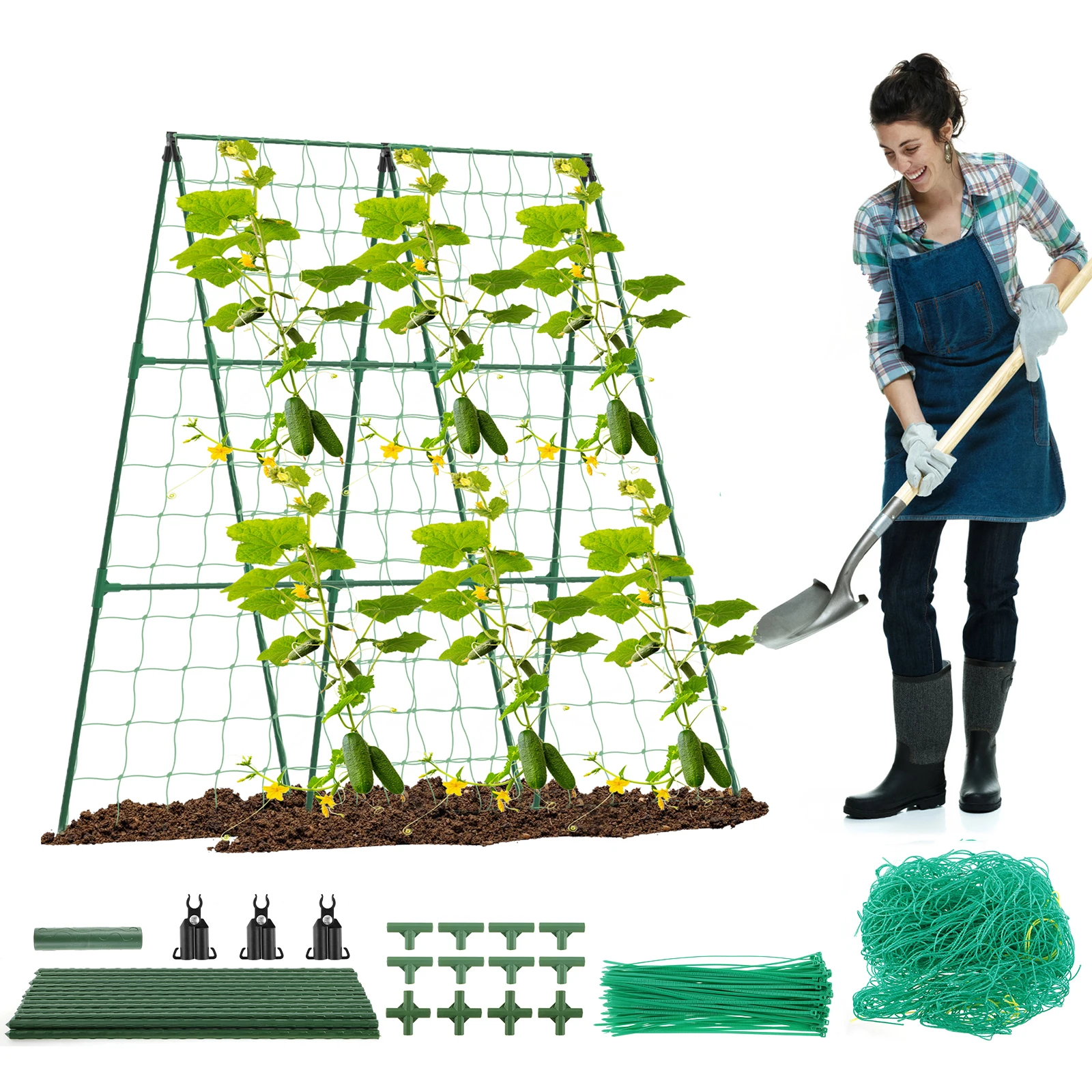 

Огуречная решетка, а-образная рама, овощной решетка, легкая в установке, поддержка огурцов, съемная садовая решетка для подъема растений