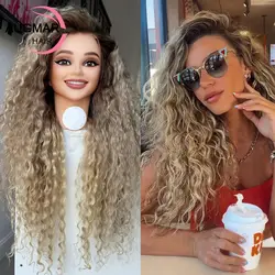 13x4 Ash Blonde Curly Lace Front Human Hair Wigs Side Part Virgin 13x6 HD Lace Frontal Wig Transparent 360 Lace Wigs For Women