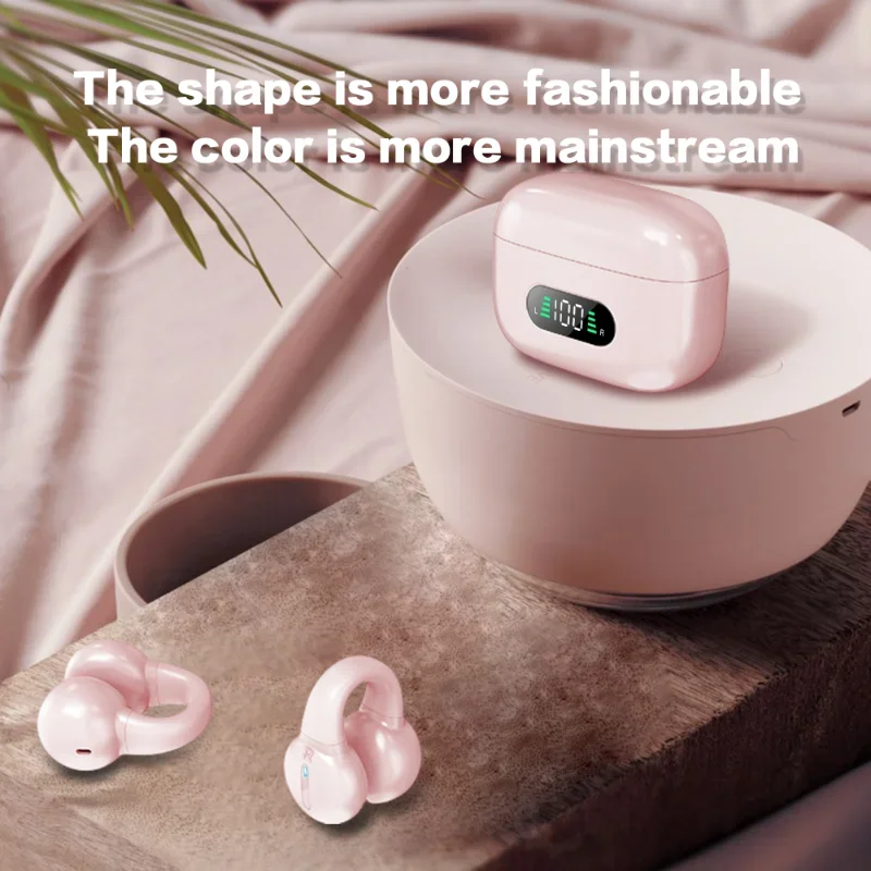 2023 New TWS Bluetooth 5.2 Wireless Bone Conduction Headphones Clip Ear Music Noise Canceling Headset HD Call Sports Earphone