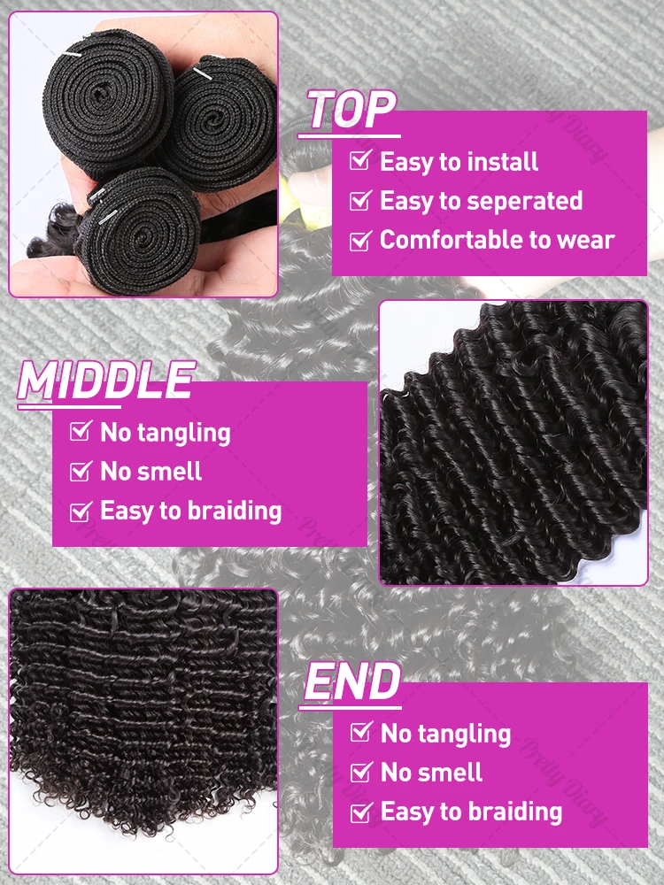 Deep Wave Human Hair Bundles Curly Hair Brazilian Weaving 28 30 40 42 Inch Natural Human Water Wave Extensions 3 4 5 Bundle