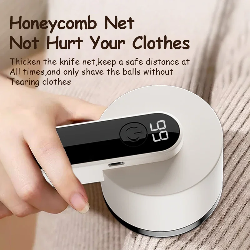 Lint Remover Electric Hairball Trimmer Smart LED Digital Display Fabric Shaver USB Charging Portable