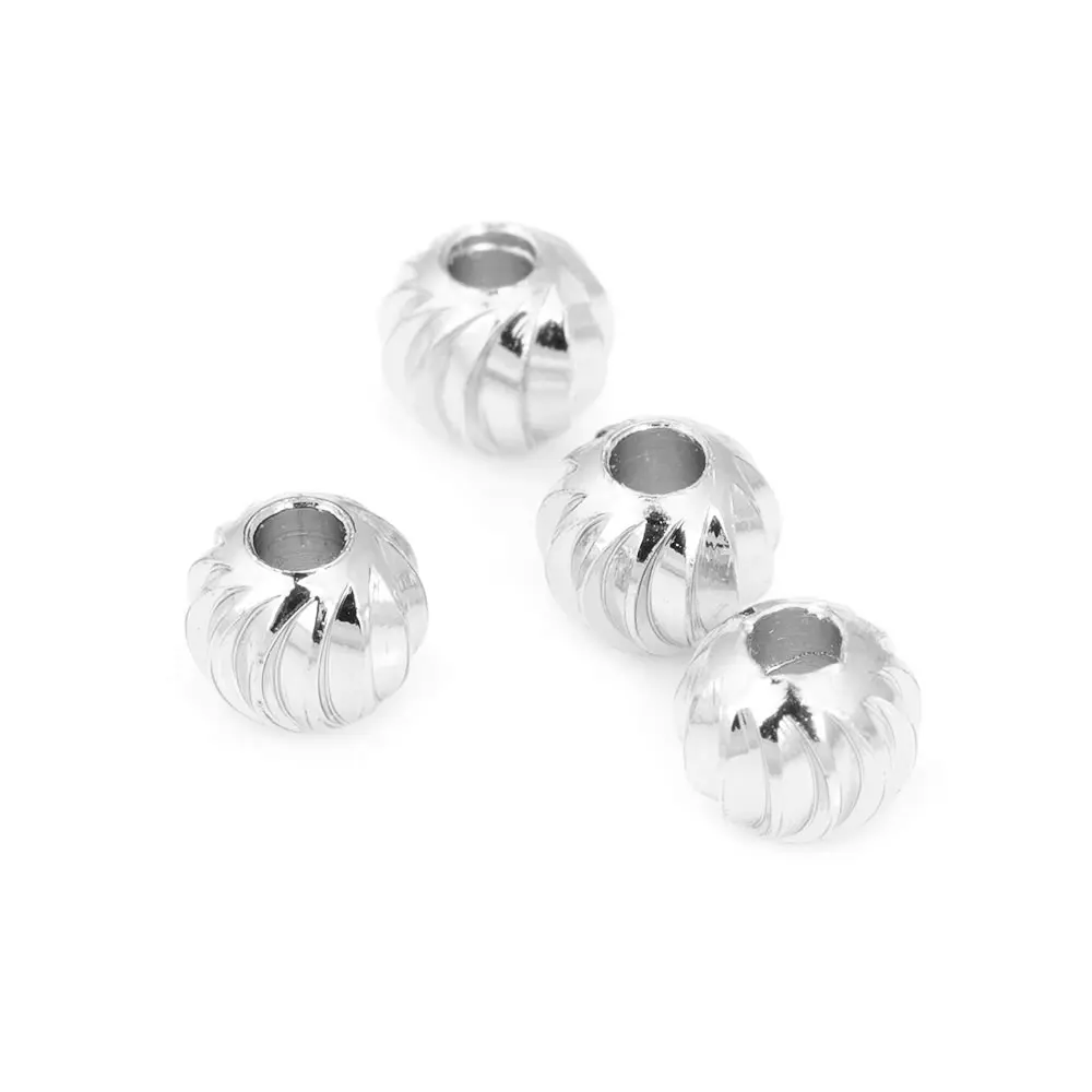 Silver Brass Round Ball Spacer Beads for Jewelry Making – Assorted Sizes