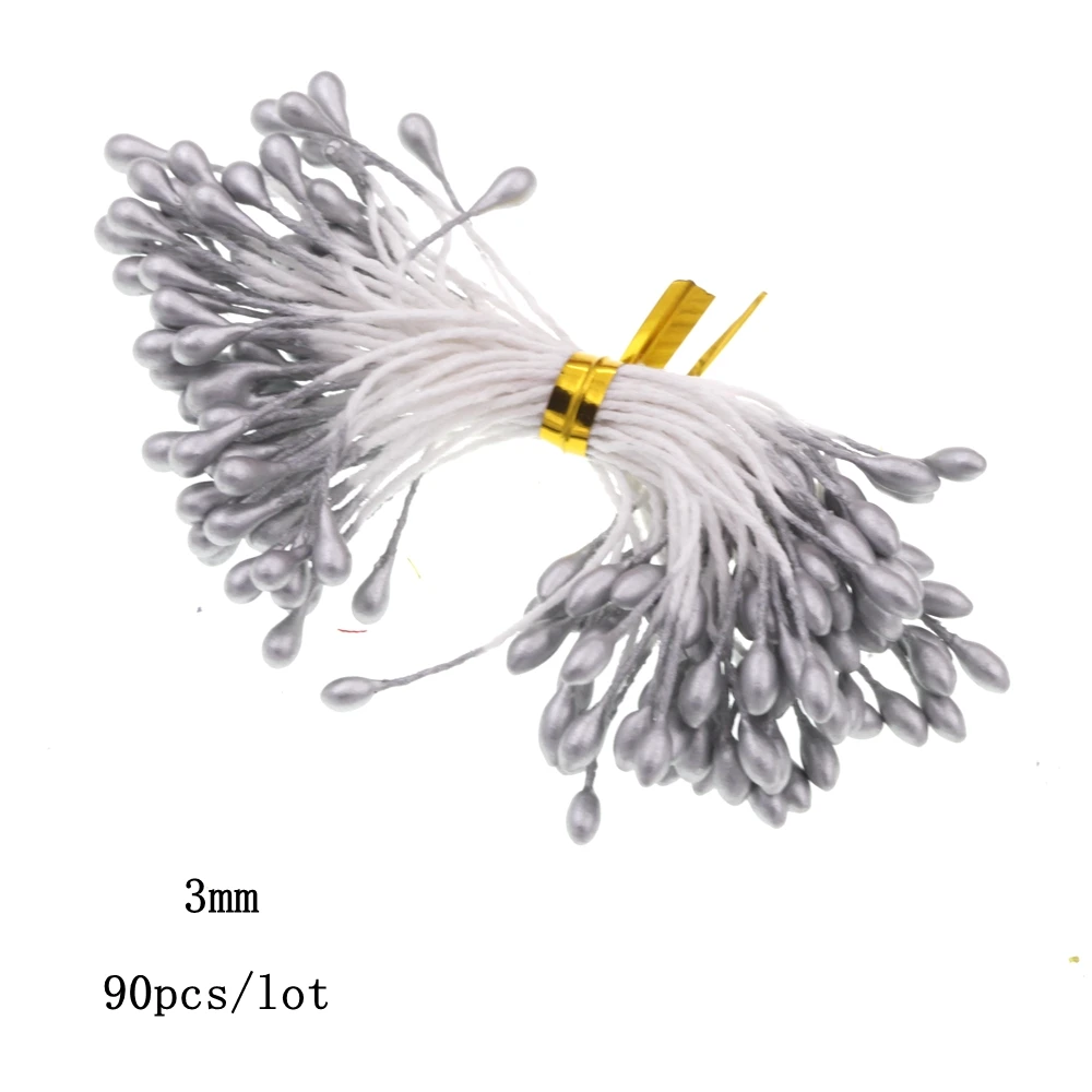 10/12/90pcs Silver Gold Mixed  Artificial Flower Cherry Stamen Berries Bundle DIY Fake Christmas Wedding Gift Box Wreath Decor