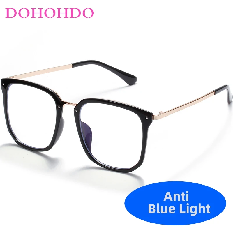 

Модные новые квадратные мужские очки DOHOHDO с защитой от синего света, компьютерные очки, женские Рецептурные очки, ультралегкие металлические очки для чтения