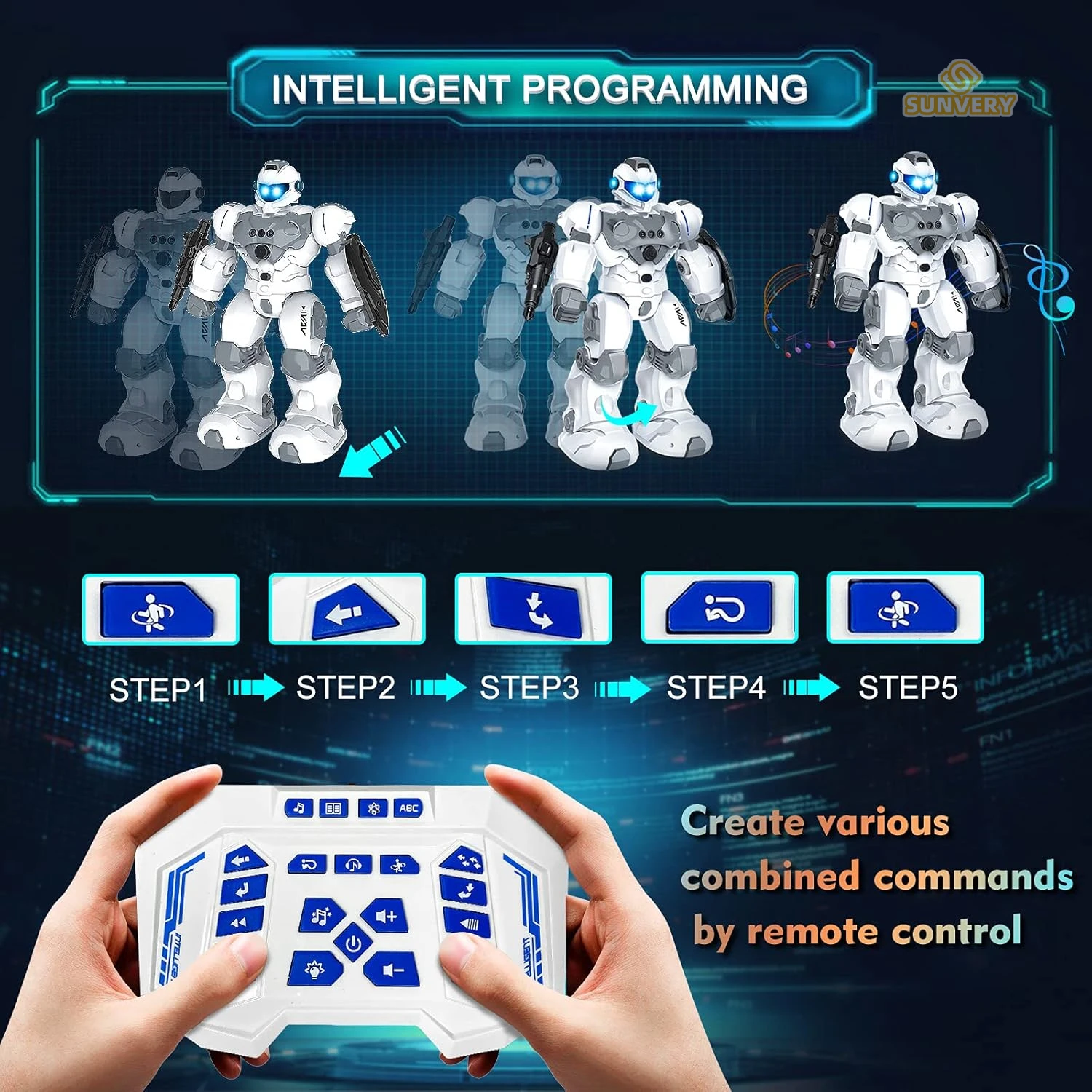 Toys for Boys Girls Remote Control RC Robot Toy Intelligent Programmable Gesture Sensing Birthday Gifts for Kids Age 6 7 8 9 10 3