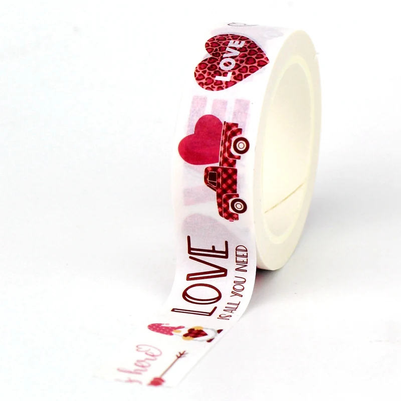 1PC 10M Valentine Hearts Rainbow Love Washi Tape Scrapbooking