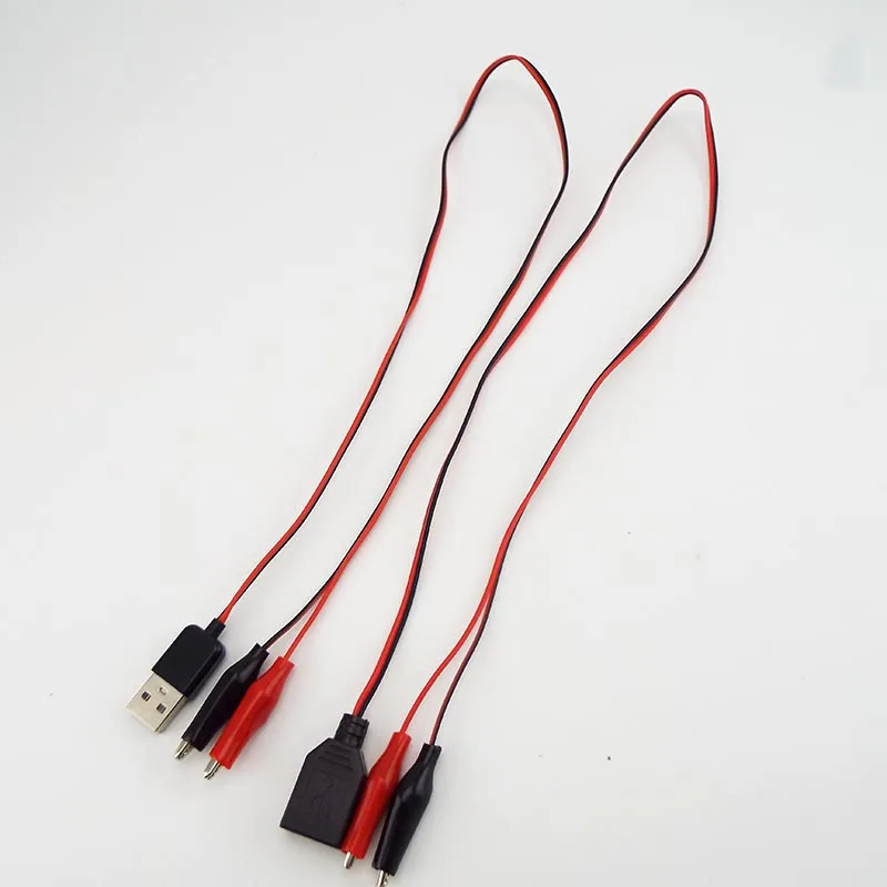 Alligator Clips 60cm Alligator Test Clips Clamp to USB Male Female Connector Cable