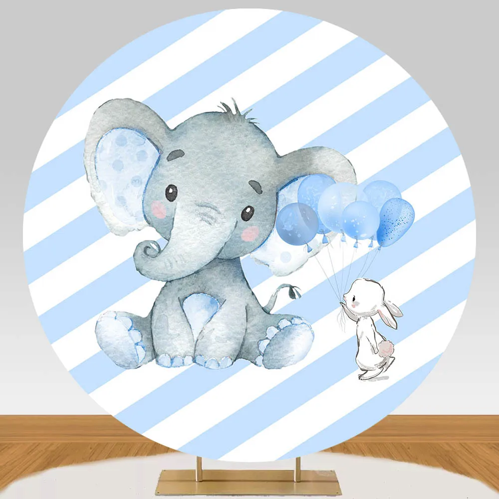 Sfondo rotondo per elefante carino Baby Shower cerchio fotografia sfondo  fiori bambino bambini festa di compleanno Decor puntelli foto - AliExpress, image size:1000x1000