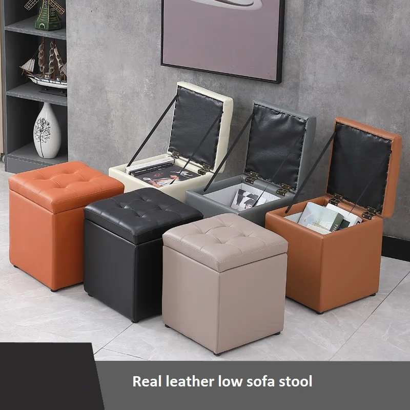Simple Square Stool,Changing ShoeS Stool ,Coffee Table Dressing Stool, KTV Small Leather Pier Sofa Low Stool