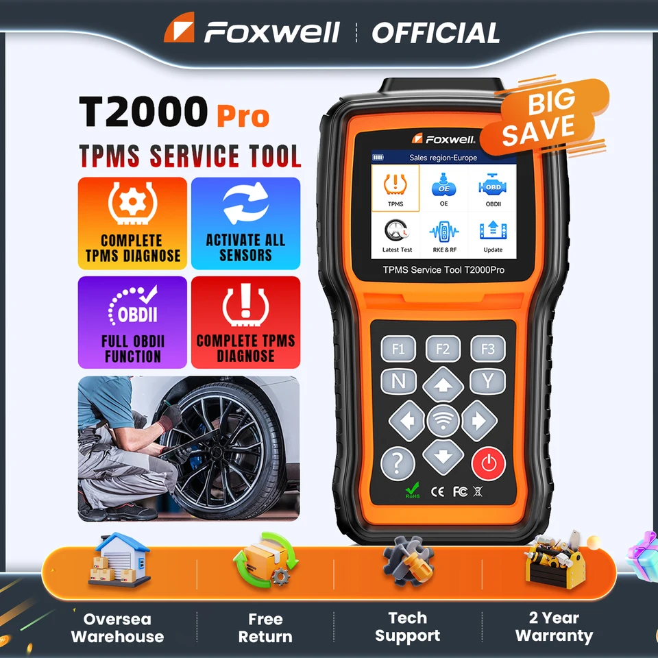 FOXWELL T2000 PRO 車用タイヤ空気圧ツール TPMS 再学習起動センサー
