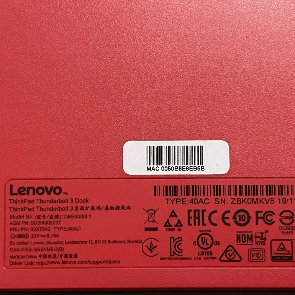 New And Original For ThinkPad Thunderbolt 3 Workstation Dock DBB9003L1 40AC 03X7543 03X7133 3