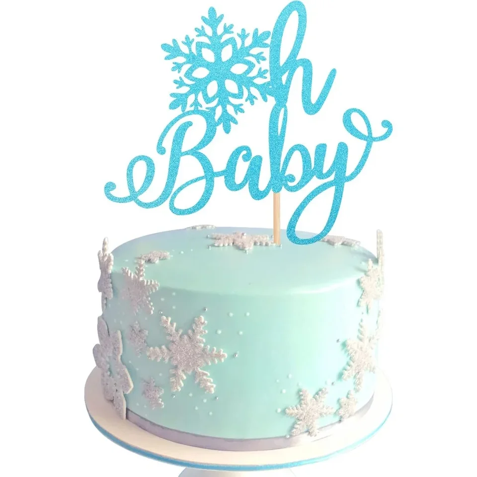 Glitter Snowflake Baby Shower Cake Topper Decoration