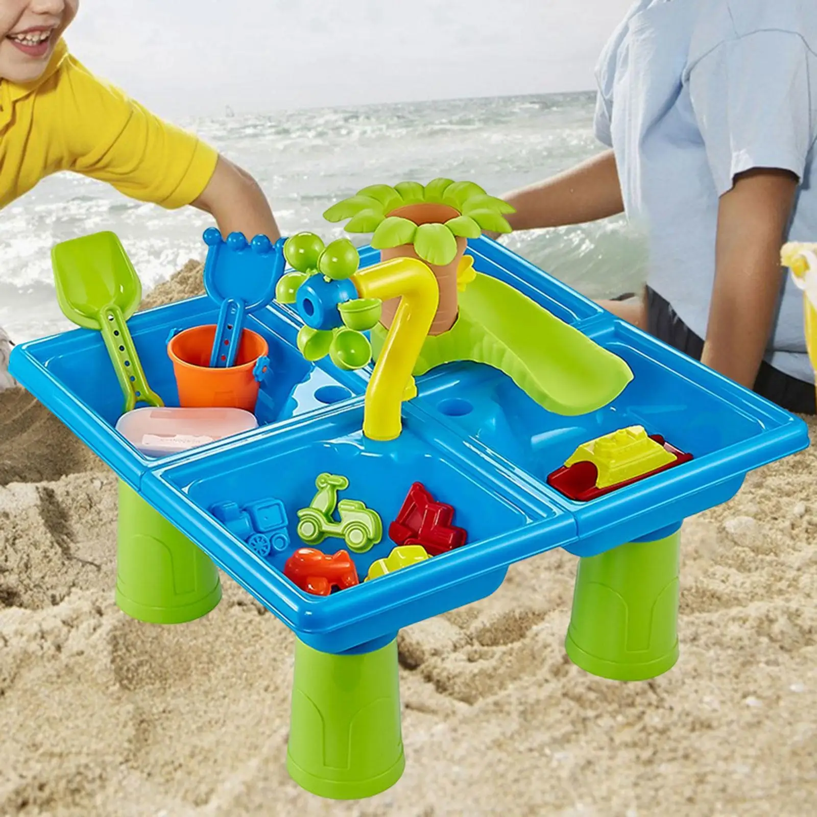 Kids Sand Water Table Sandbox Table,Toy Accessories,Bath Toy Playset,Water Table Activity Sensory Table for Age 3-5 Boys 3