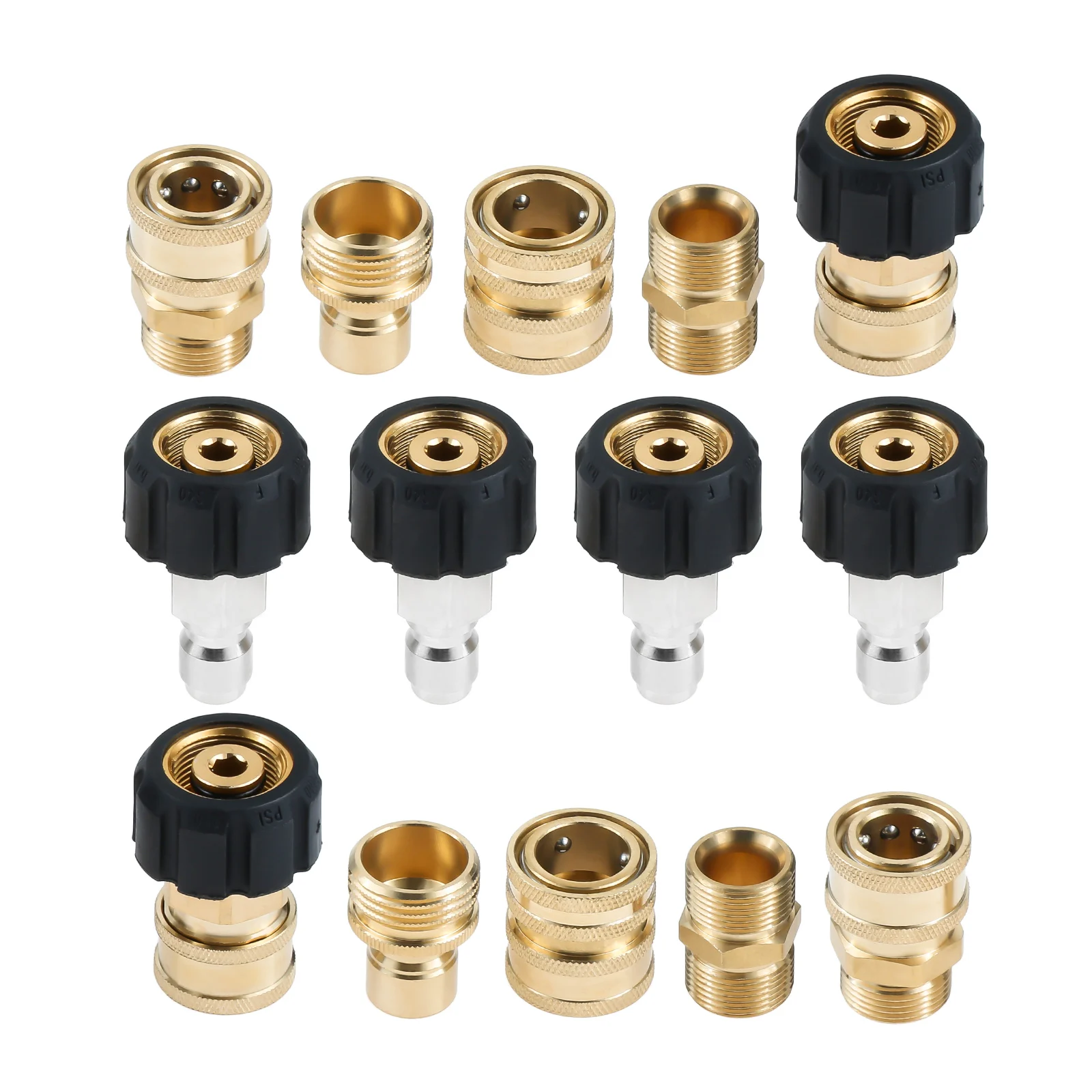 

14pcs Pressure Washer Adapters kIT 3/8" Power Quick Disconnect M22 Swivel Male/Female to 3/8" 3/4" GHT Connect Plug 15mm to 14mm