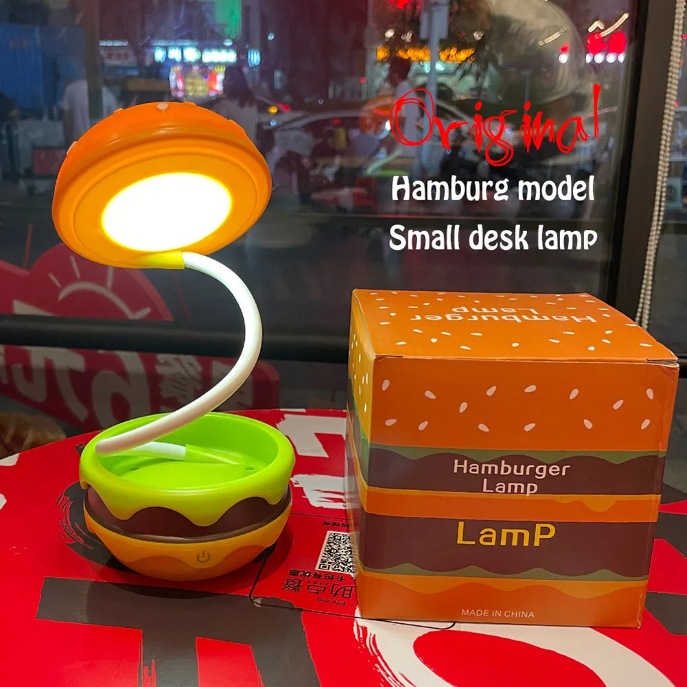 Hamburger Eye Protection Light USB Charging Creative Desktop Lamp Retractable Dimmable 3 Modes Flexible for Study Bedroom Office 2