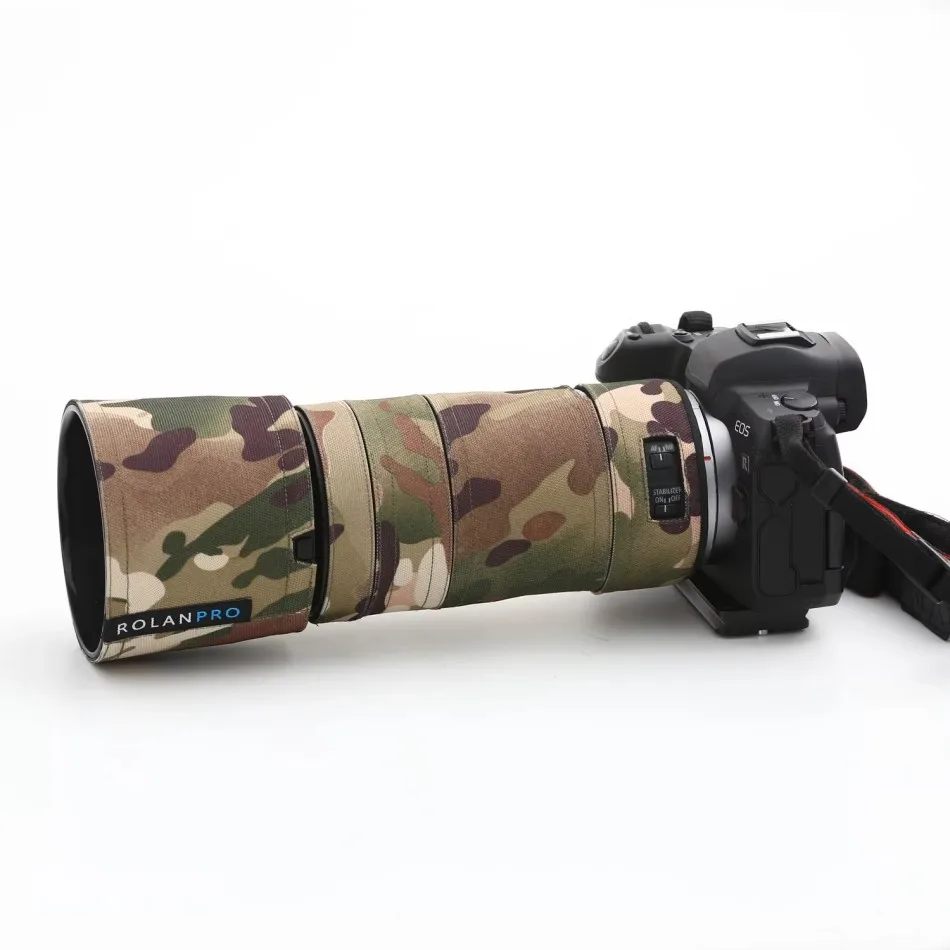 ROLANPRO 렌즈 위장 코트 캐논 EF 100-400mm f5.6-8 IS USM 렌즈 보호 슬리브 캐논 100400mm 커버 건스 케이스