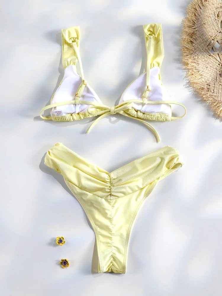 Set Bikini Sexy con Pieghe - Colori disponibili