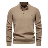 Autumn Winter Mens Sweater Half High Neck Zipper Solid Elastic Slim Fit Long Sleeve Pullover Men Business Casual Knit Sweaters 1
