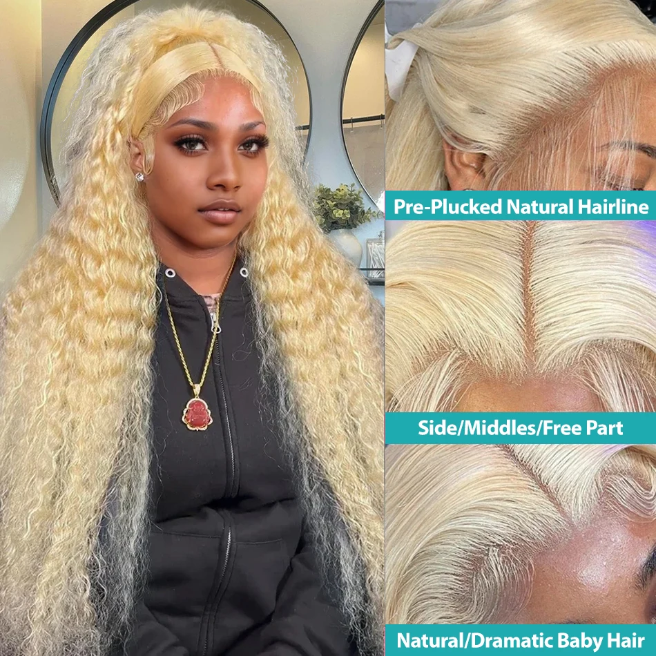 Human Hair Wig 613 Hd Transparent lace 13X4 13x6 Curly Lace Front Deep Wave 38 inch Brazilian Frontal