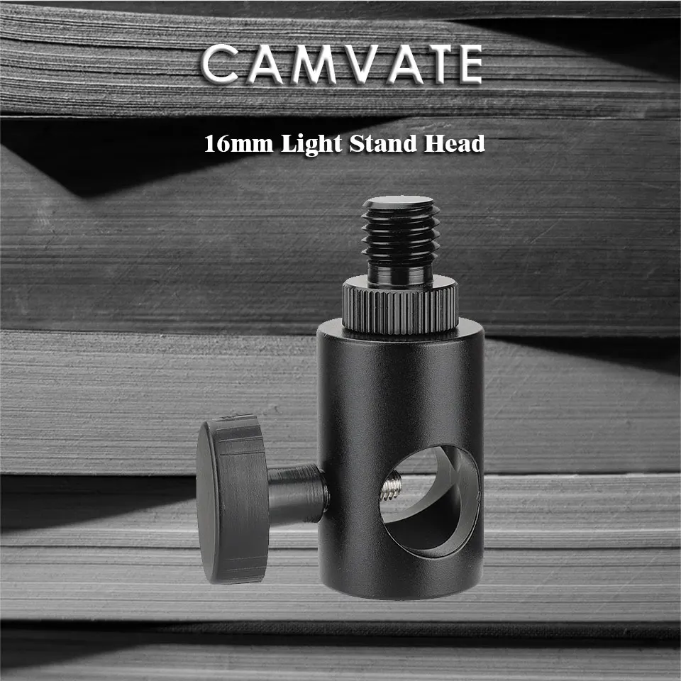 16mm Light Stand Head With M12 Male Thread Connector & 1/4"-20 Thread Screw For