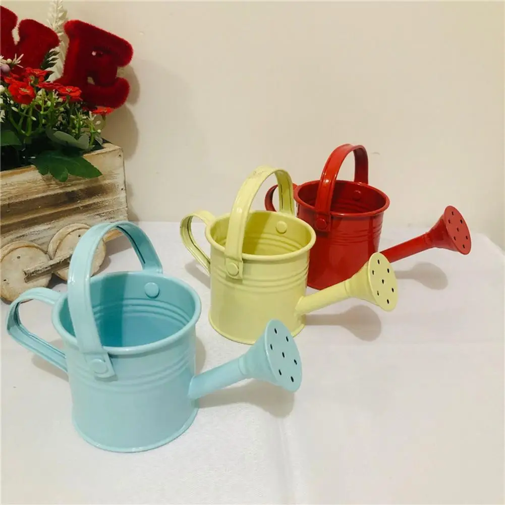 Compact Watering Can Galvanized Iron Handle Kettle Simple Decorative Candy-colored Mini Plant Pot Kettle