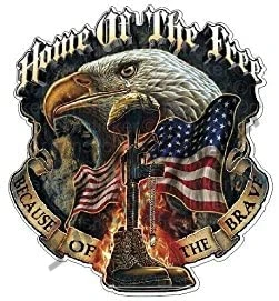 

Creative Stickers Home of The Free Because of The Brave Hard Hat Sticker Decal Helmet Label Rude Funny Car Accessories