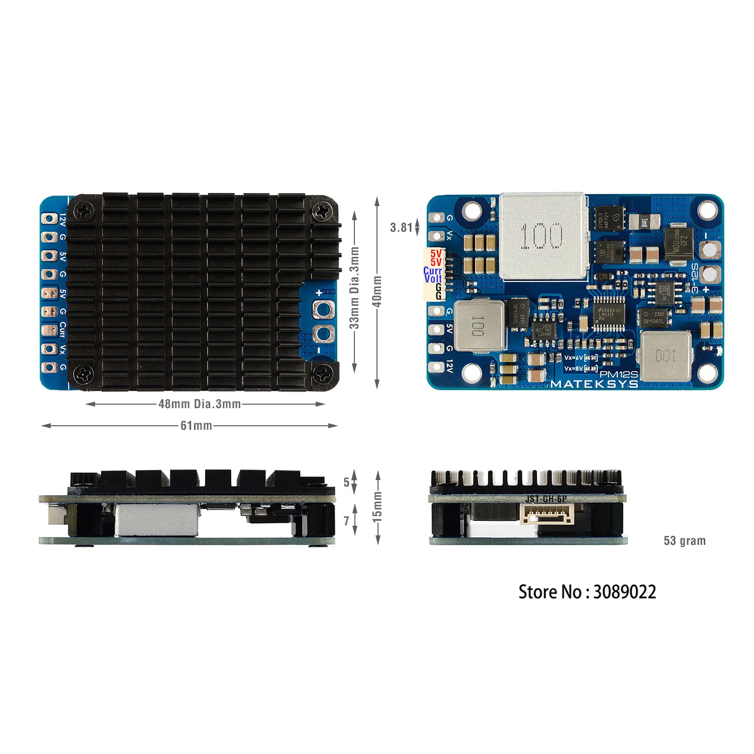 Matek PM12S-3 POWER MODULE 9V to 55V independent Step-Down Voltage Regulators for RC Model Airplane Helicopter FPV Racing Drone