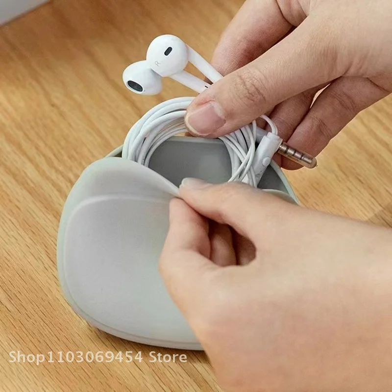 Portable Silicone Data Cable Storage Bag Headphone Storage Box Cute Phone Charger Key Lipstick Bag Travel Wire Organizer