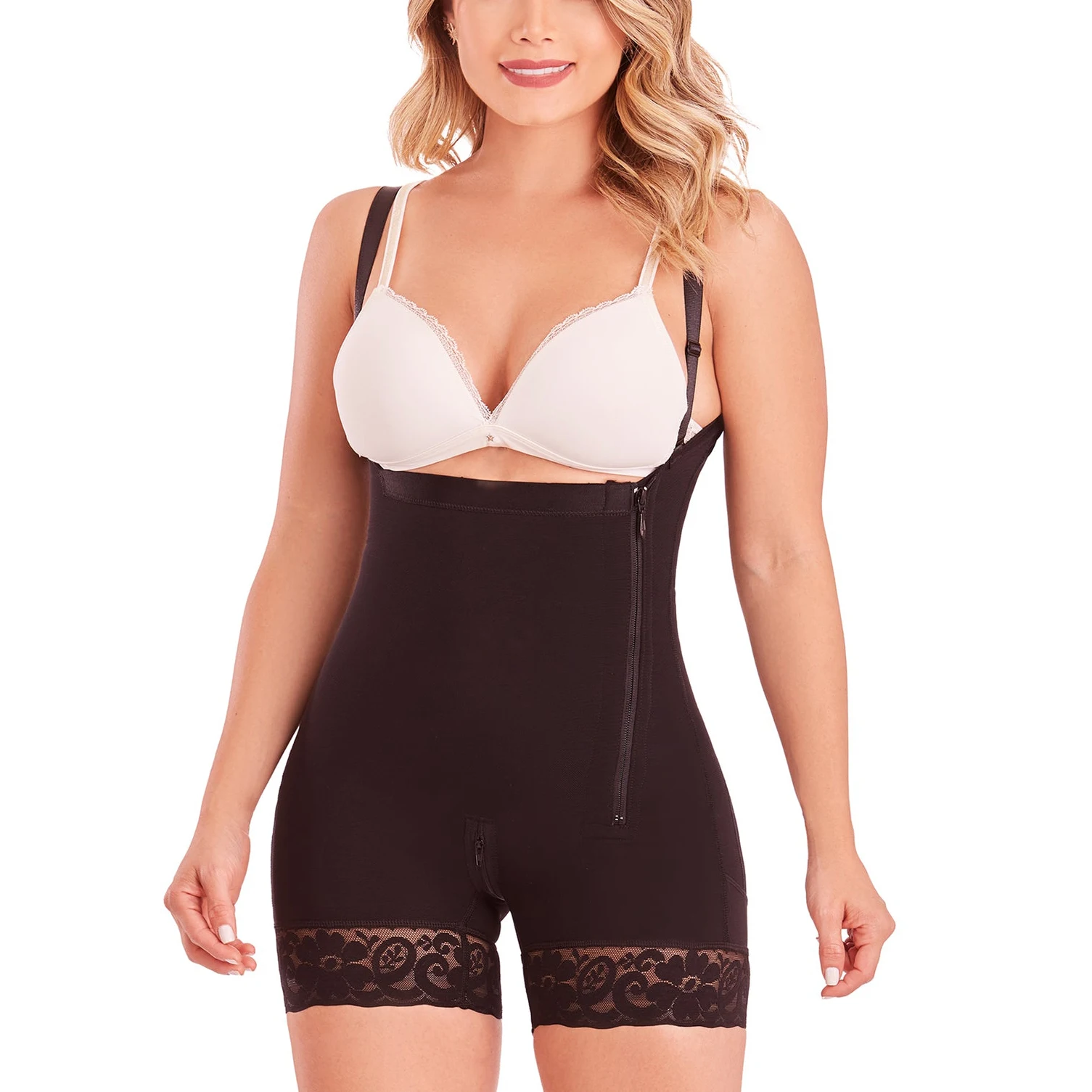 High Compression Full Body Shapewear With Hook And Eye Front Closure Shaper Adjustable Bra Slimming Bodysuit Fajas Colombianas