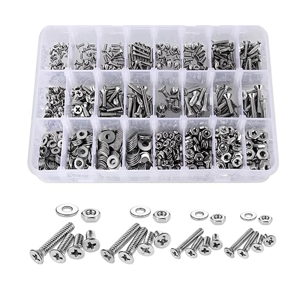 

900PCS Nuts and Bolts Assortment Kit for Home Projects - Stainless Steel Machine Screws Assortment Kit
