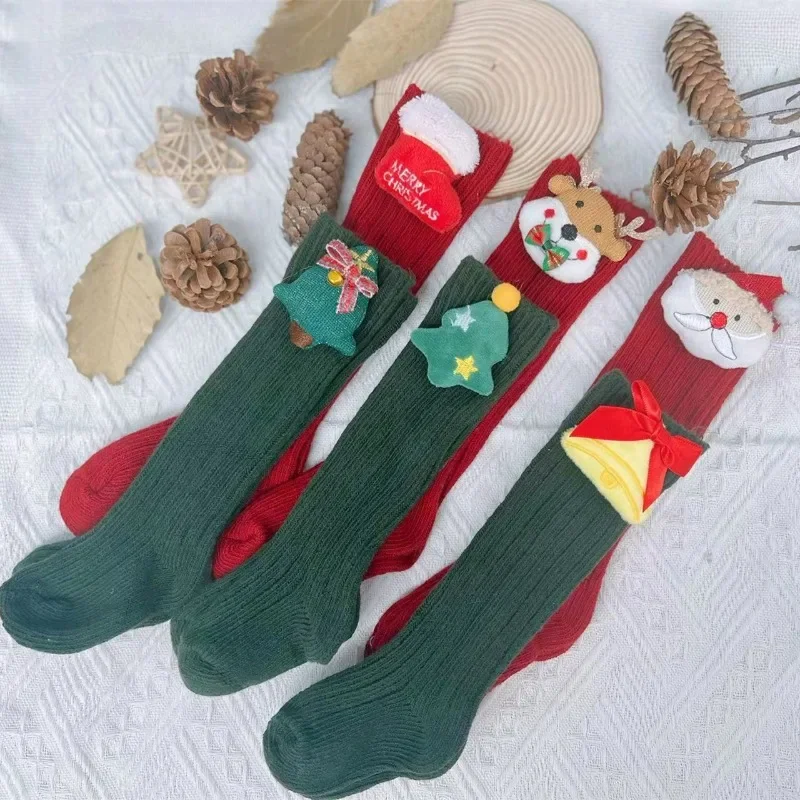 

Ins Children Spain Autumn and Winter New Christmas New Year Wool Baby Socks Solid Color Mid-height Stockings