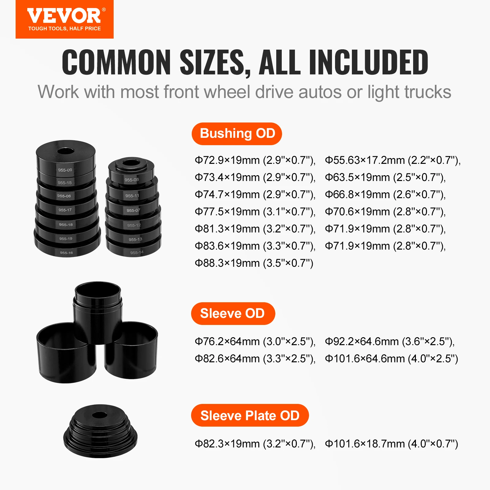 VEVOR Wheel Bearing Press Kit  FWD Bearing Puller Tools for Front Wheel Drive Bearing Removal and Installation