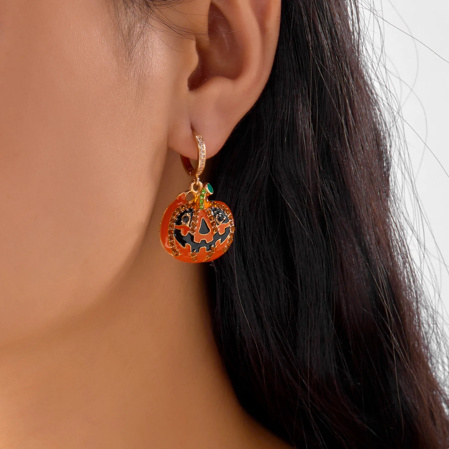 Niedliche Halloween-Creolen für Frauen, Cartoon, schwarze Katze, Spinne, Kürbis, Geister, Spinne, Tropfen, Öl, Ohrring, Party-Statement-Schmuck – Detail 12