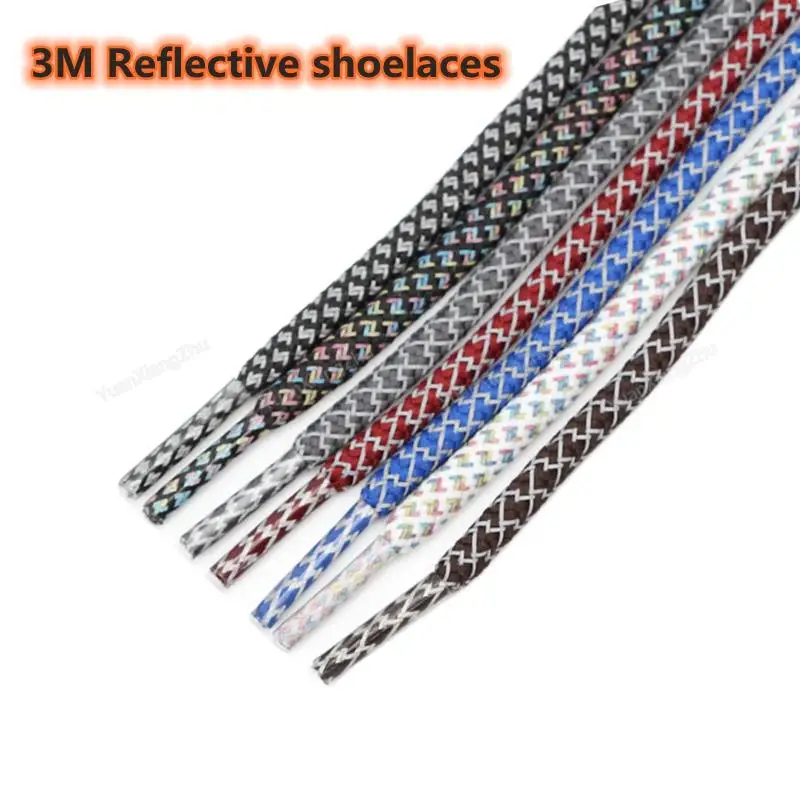 3M Reflective Shoelaces Fashion Rainbow Shoelace for Sneakers Round