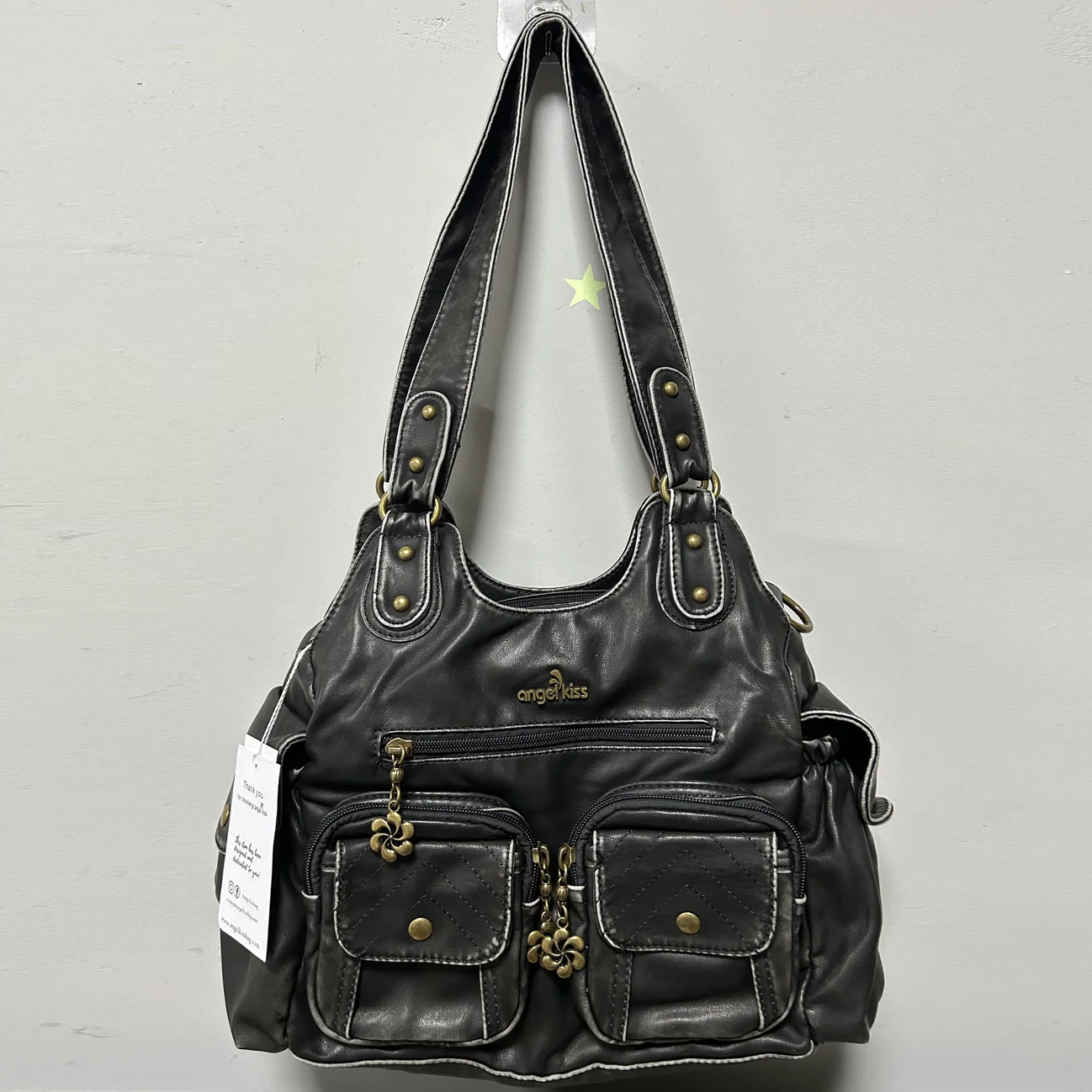 Angelkiss Women Handbags Satchel Top-handle Handbag PU Shoulder Bag Roomy Pocket  Pack Multi-pockets Shoulder Purse Bags AK7557 2