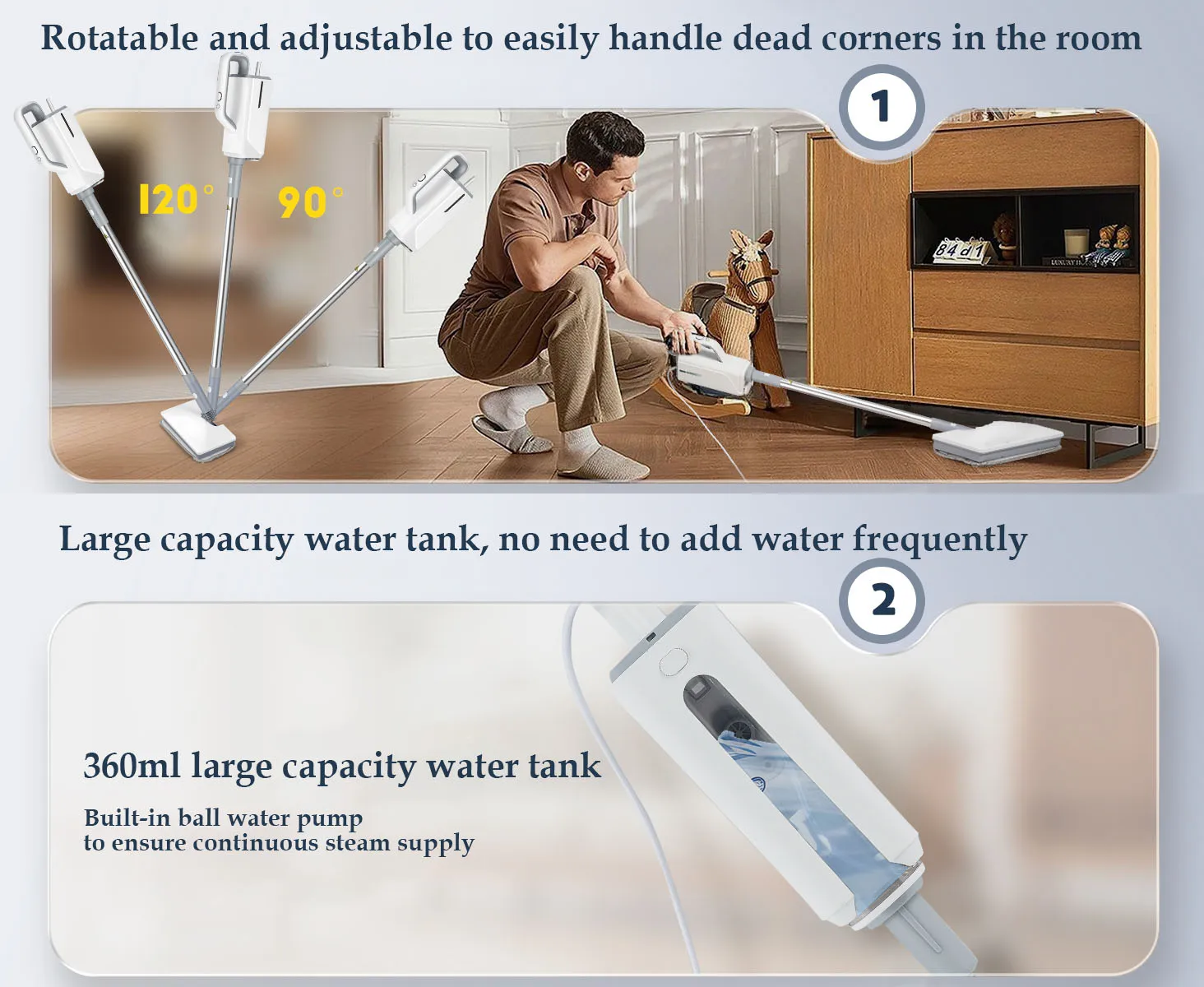 Household electric mopping machine, high temperature steam cleaner electric floor wiper for kitchen bedroom bathroom living room