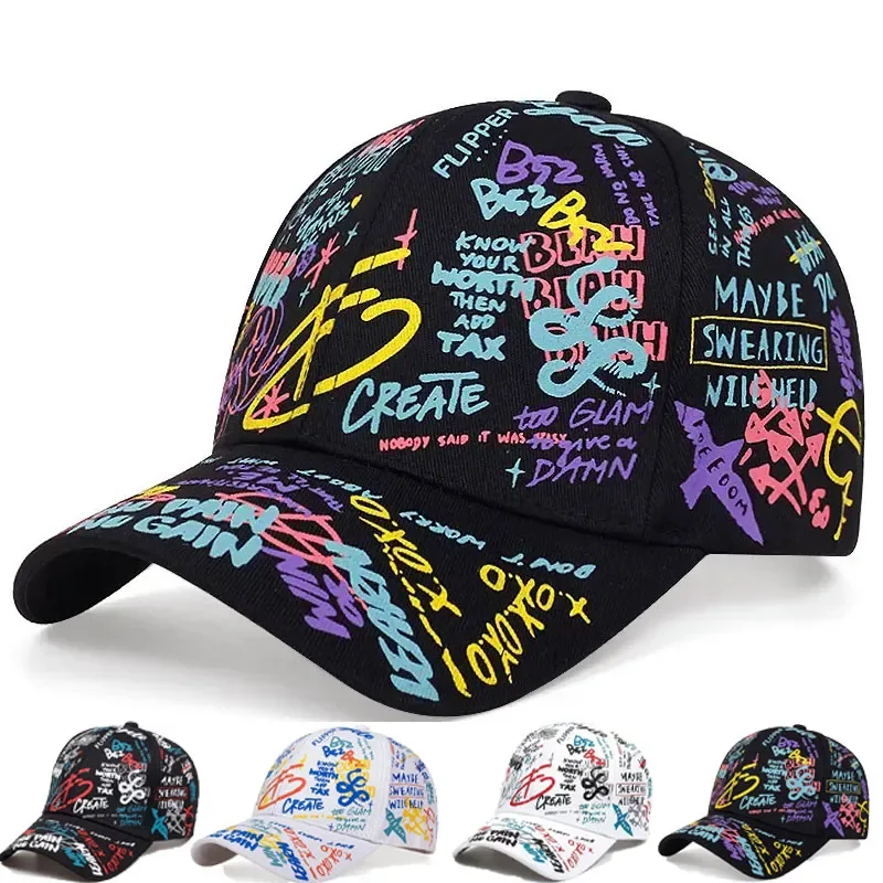 

Fashion Letter Baseball Cap for Women Men Graffiti Sun HipHop Cap Visor Spring Hat Men Adjustable Snapback Cap Gorras Hombre Hat